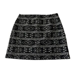 Ann Taylor Loft Black and Gray Geometric Print Mini‎ Skirt